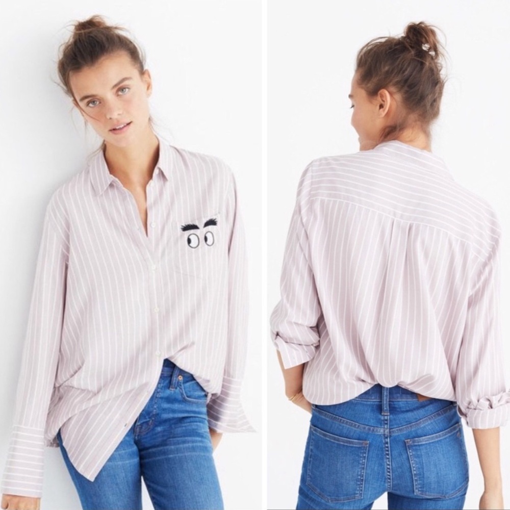 Madewell Striped Button Down Shirt Lilac M